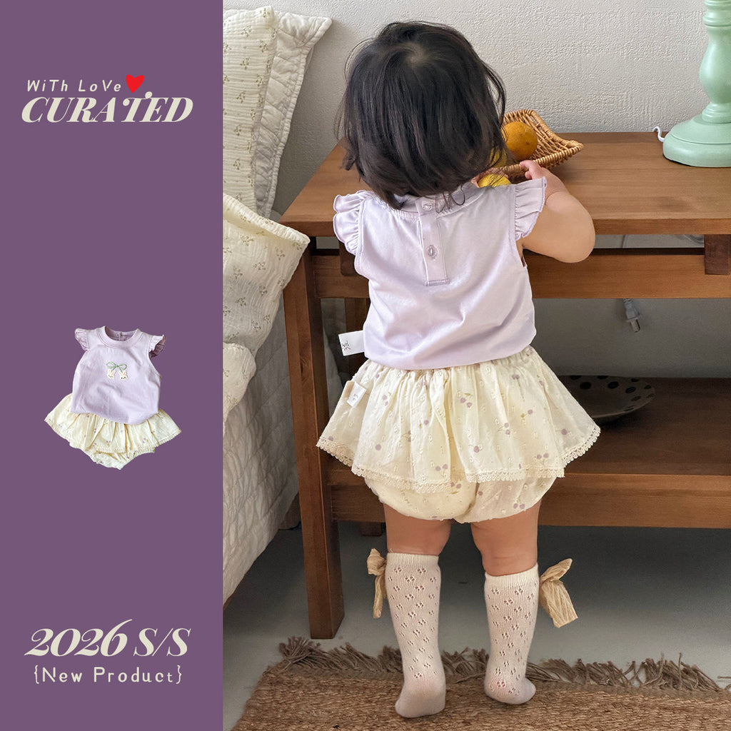 Cartoon Printed Top with Floral Bloomers, Toddler Casual Set