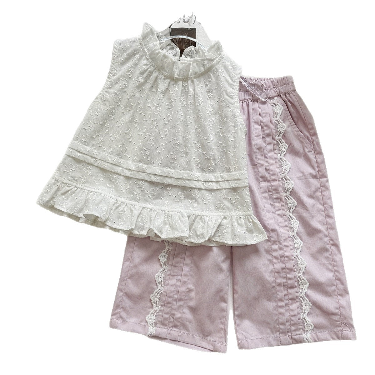 Cute Ruffle Sleeveless Blouse Set for Girls