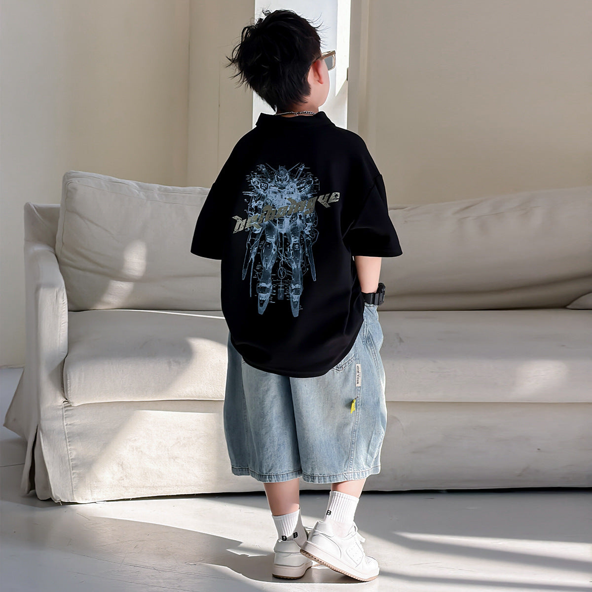 Boy's Polo Shirt Short Sleeve T-Shirt Street Style  Casual Top for Kids