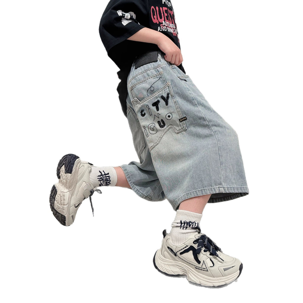 Casual Denim Shorts for Boys Mid-Length Pants