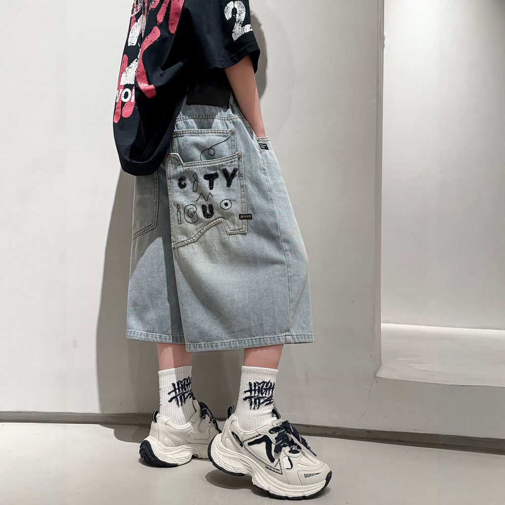 Casual Denim Shorts for Boys Mid-Length Pants