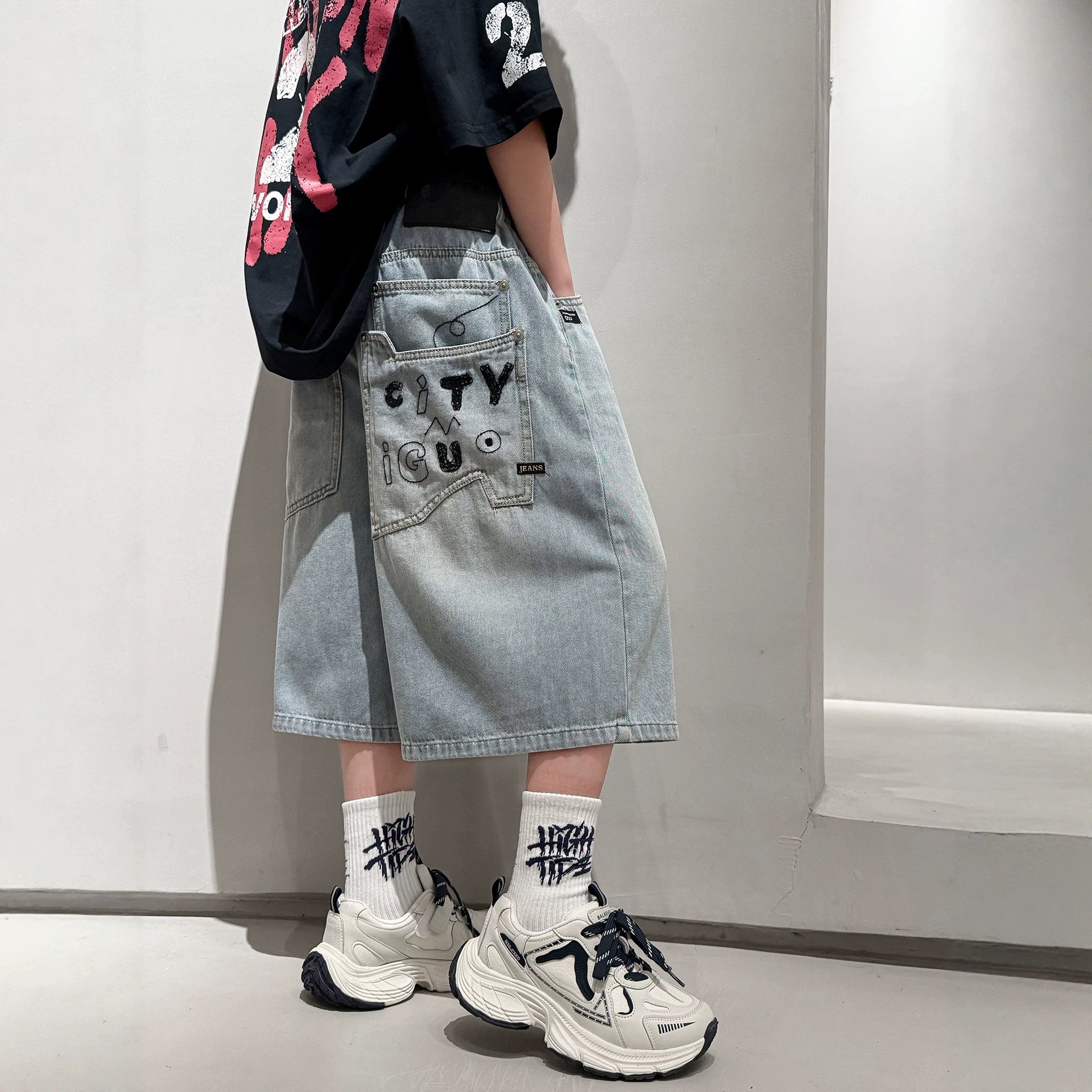 Casual Denim Shorts for Boys Mid-Length Pants