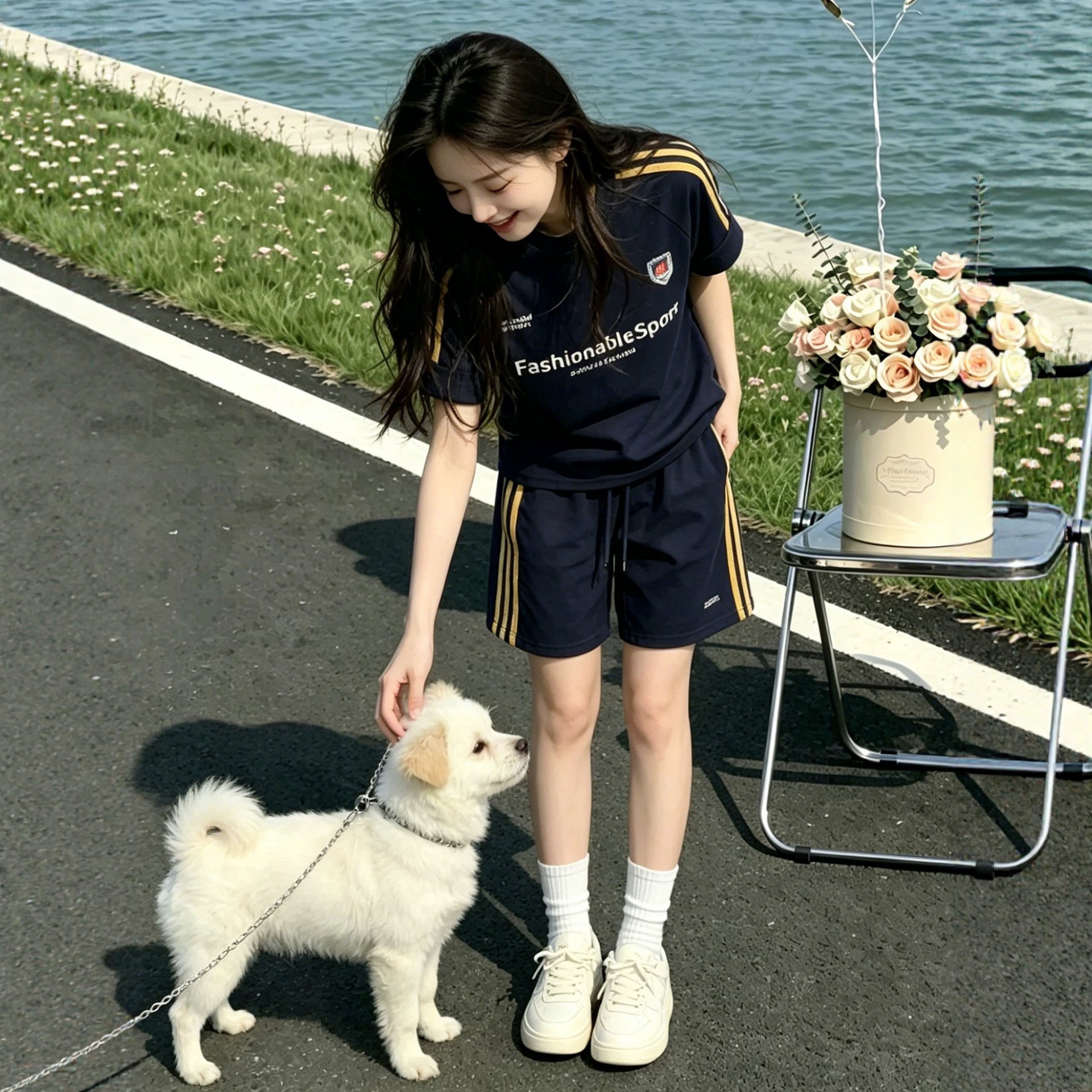 Cute Girls' Set, Short Sleeve Casual Two-Piece