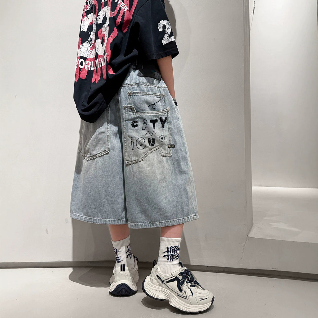 Casual Denim Shorts for Boys Mid-Length Pants