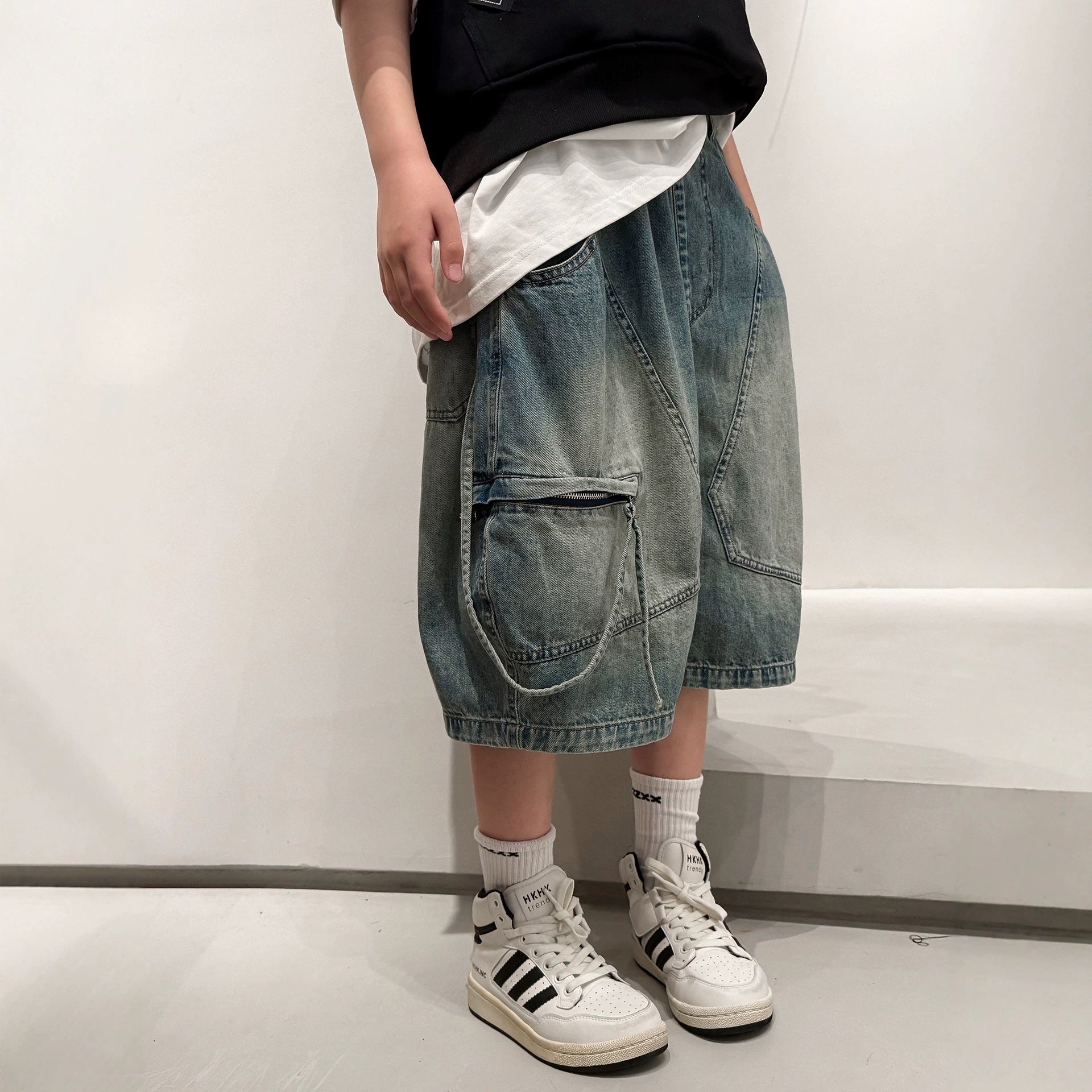Denim Shorts for Boys Mid-Length Pants Trendy Cool