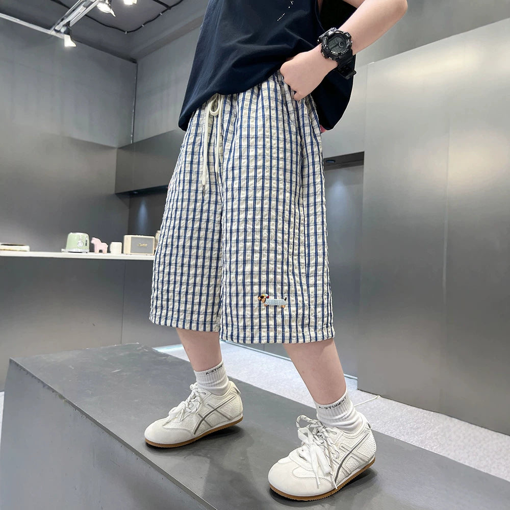 Casual Stripe Shorts for Boys Lightweight Mid-Length Pants