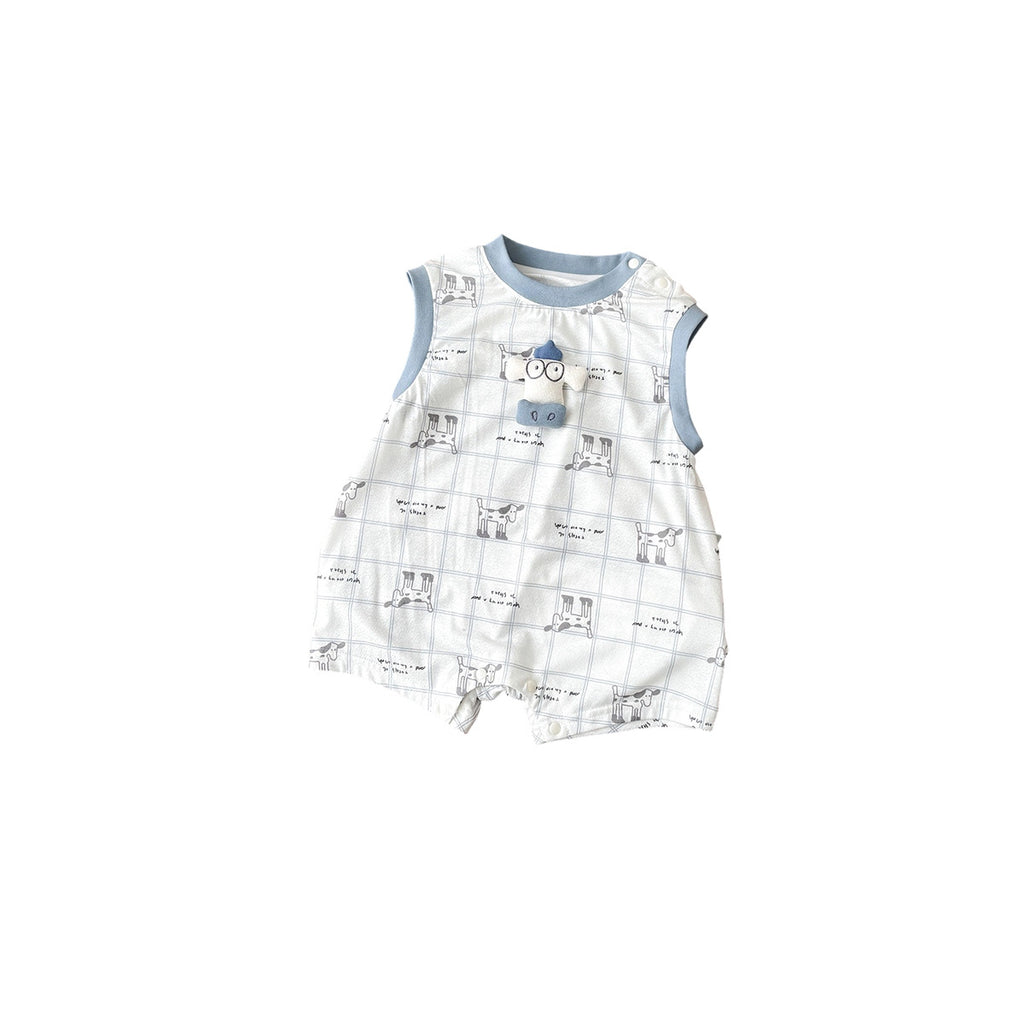 Lightweight Romper, Sleeveless Plaid 3D Doll T-Crawler Toddler Summer Outfit