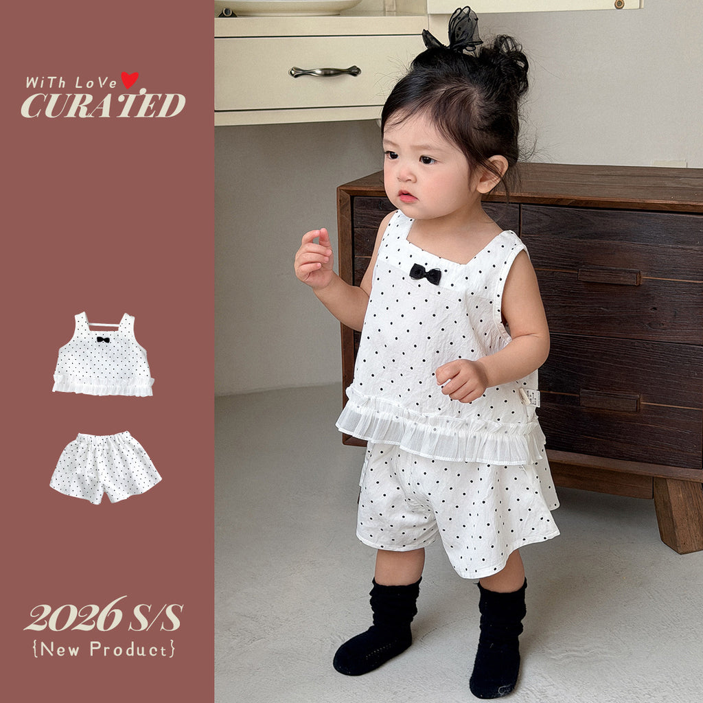 Polka Dot Outfit Loose Shorts Lightweight Wide Strap Tank Top for Girls Summer Clothes