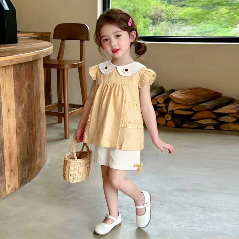 Girls' short sleeved two-piece set for small and medium-sized children