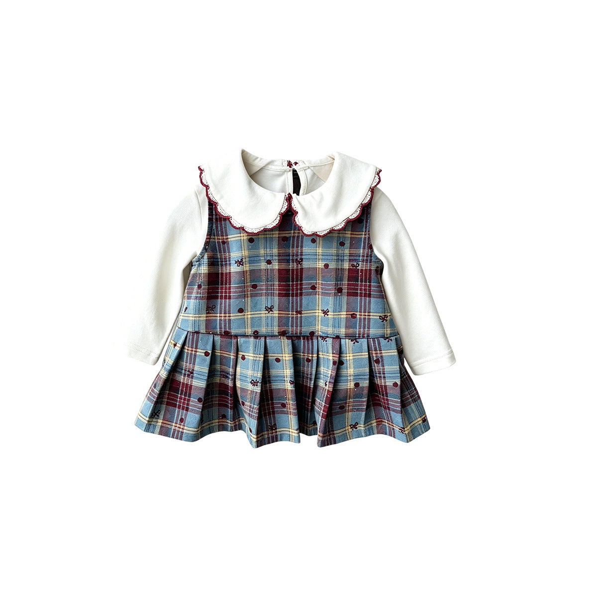 Cute Checkered Vest Dress Set for 1-Year-Old Girls,  Baby Girl Fashion Two-Piece Outfit