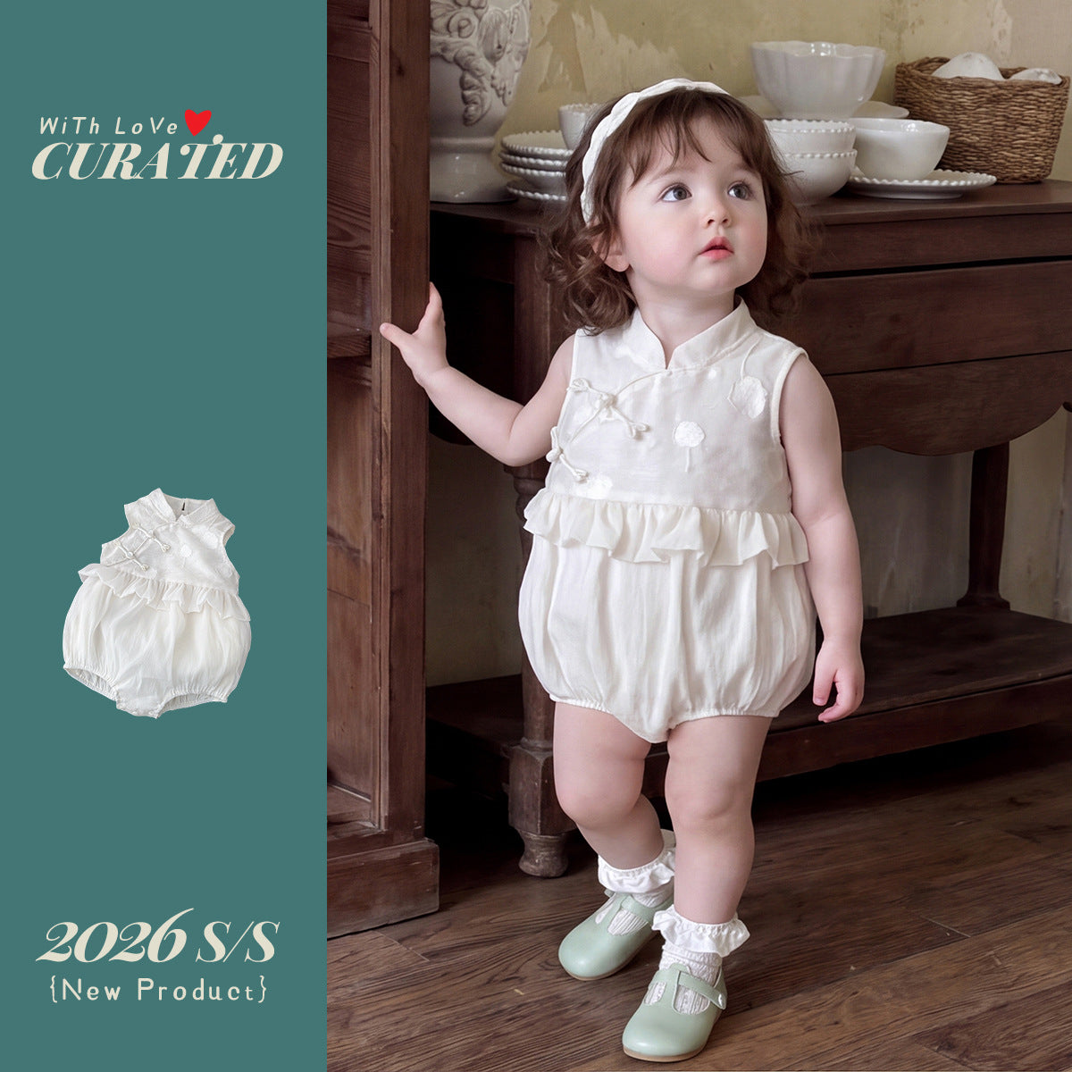 Sweet Embroidered Bodysuit, Baby Girl's 100-Day and First Birthday Outfit