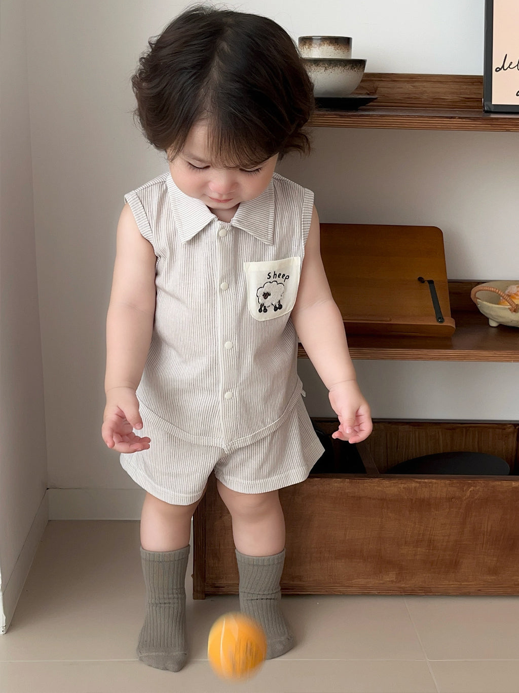 Outfit A-Class Lightweight Sleeveless Striped Shirt and Thin Shorts Summer Clothes
